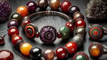 Gemstone jewelry associated with the Aries zodiac sign.