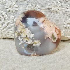 Agat koralowy kwiatowy szaro-niebieski