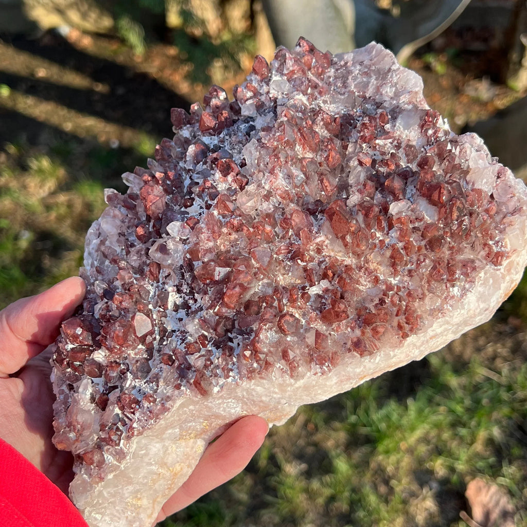 Cuart rosu hematoid, cristal natural benefic. DRUZY