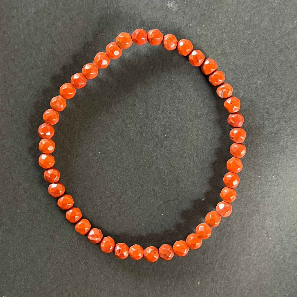 Bratara fatetata jasp rosu 4 mm, pietre semipretioase - druzy.ro 2 