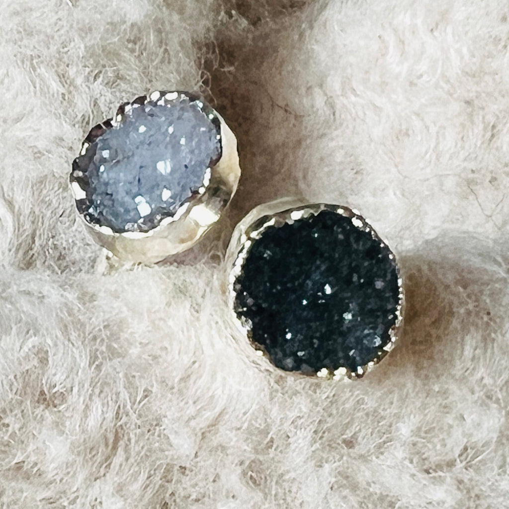 Inel reglabil agat druzy Circles placat cu argint din Brazilia model 1, druzy.ro, cristale 2
