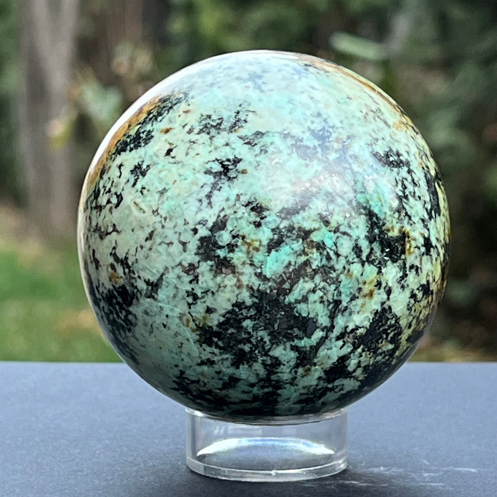 Sfera 7.2 cm crisocola mina Messina, Congo, model 1, druzy.ro, cristale 9