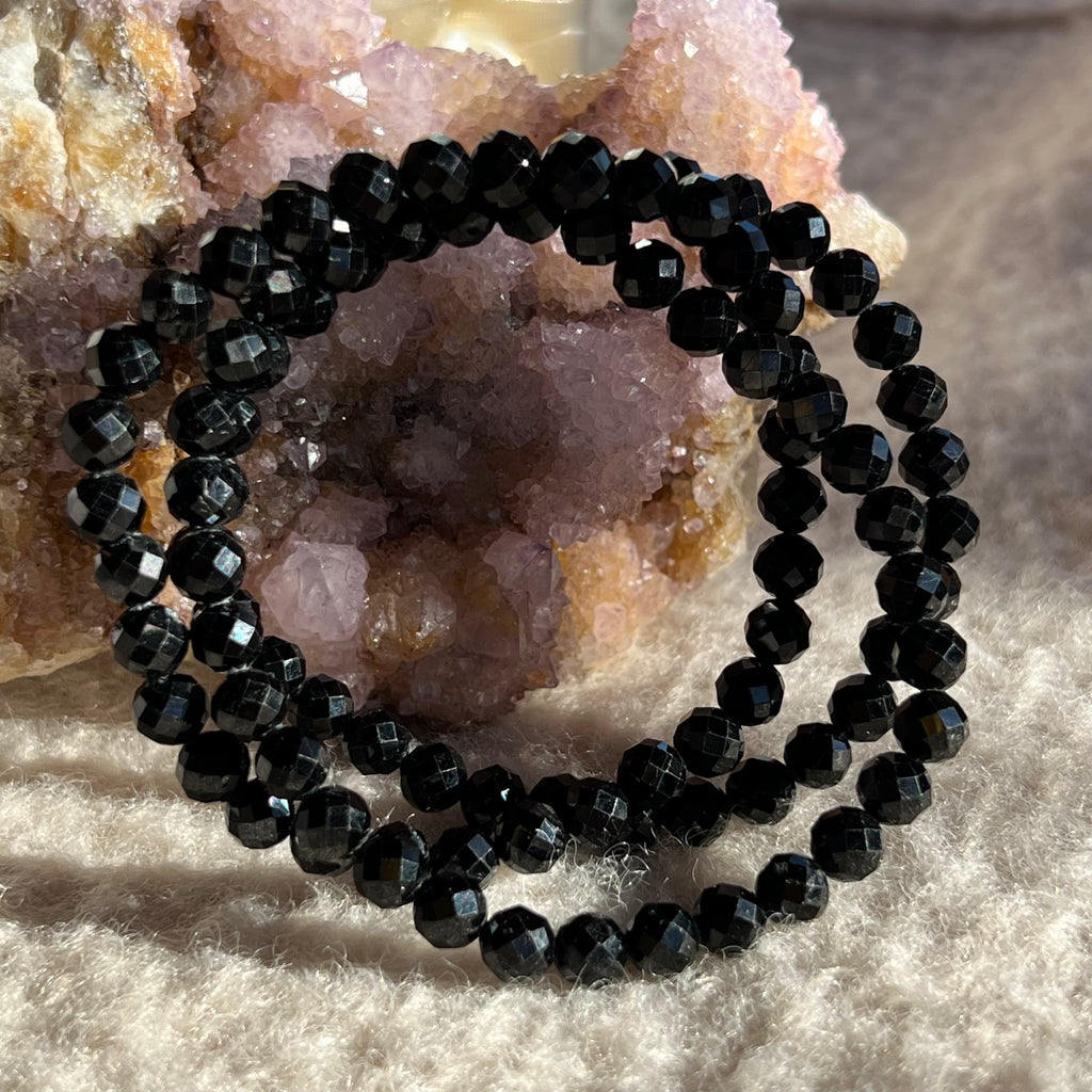 Bratara turmalina neagra fatetata 6 mm, calitate AAA, pietre semipretioase, DRUZY.RO 1