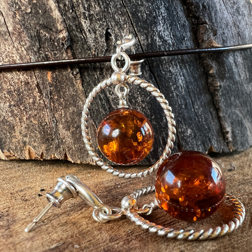Cercei argint cu chihlimbar Amber1, pietre semipretioase - druzy.ro 2 