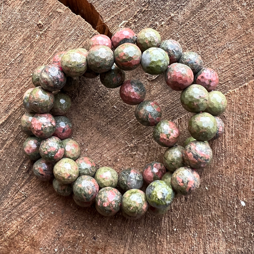 Bratara fatetata unakit 10 mm, pietre semipretioase - druzy.ro 2 