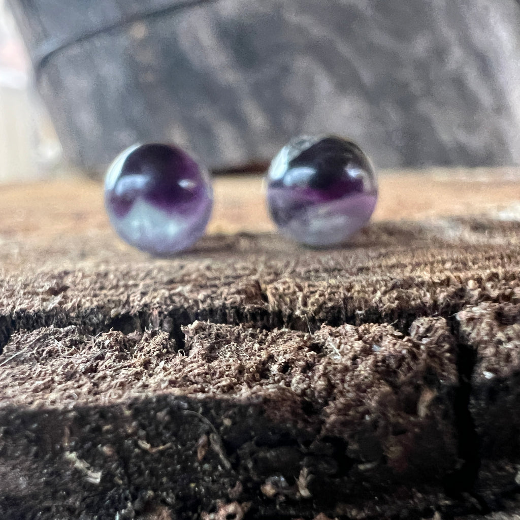 Cercei stud fluorit sfere 8 mm, pietre semipretioase - druzy.ro 3 