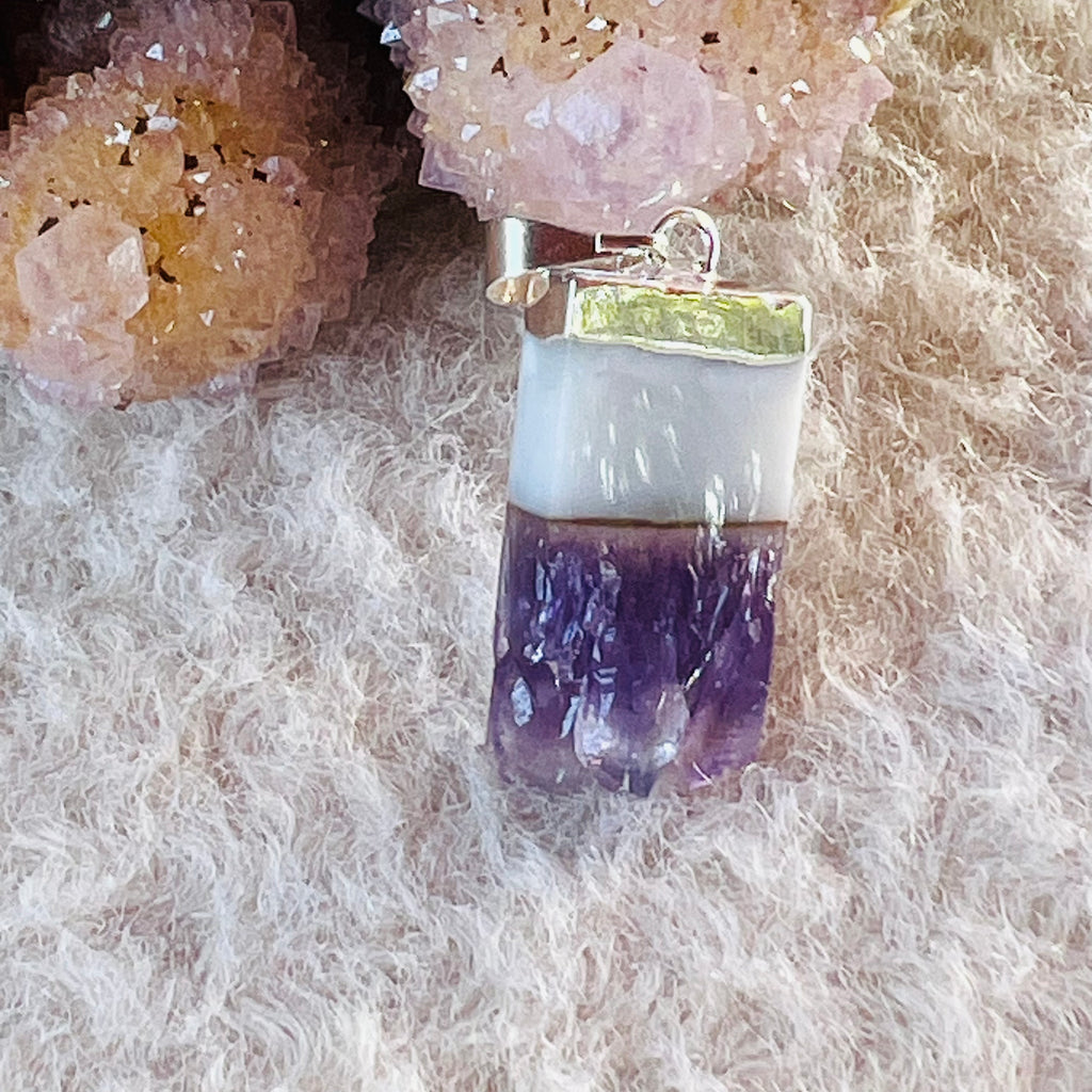 Pandantiv placat cu argint felie ametist Uruguay model 5, druzy.ro, cristale 2