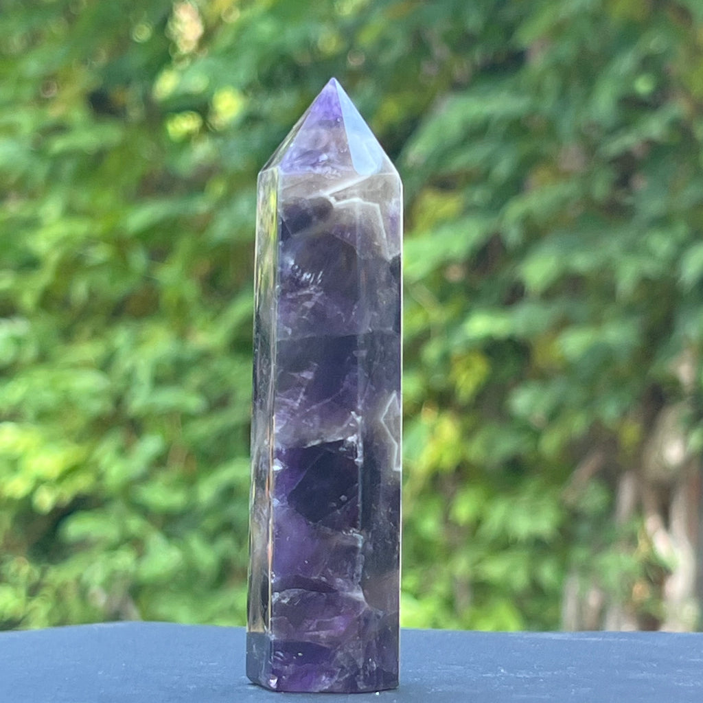 Obelisc ametist chevron model 1, druzy.ro, cristale 5