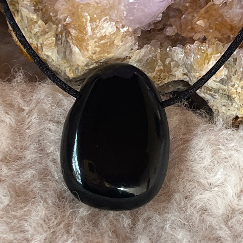 Colier pandantiv onix negru DROP, pietre semipretioase - druzy.ro 2 