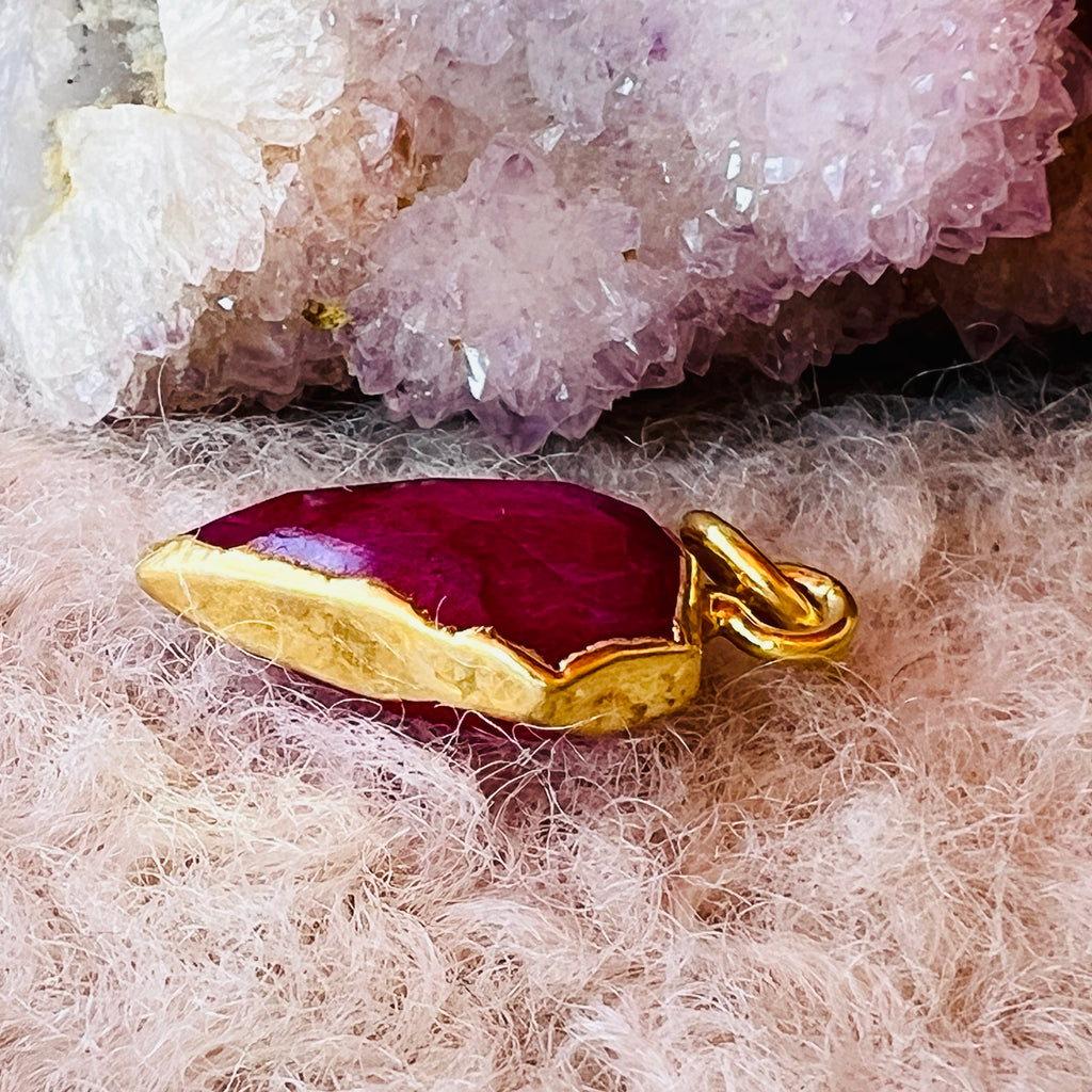 Pandantiv mini rubin Diamond 1.5 cm, piatra lunii iulie, birthstone, pietre semipretioase - druzy.ro 2 