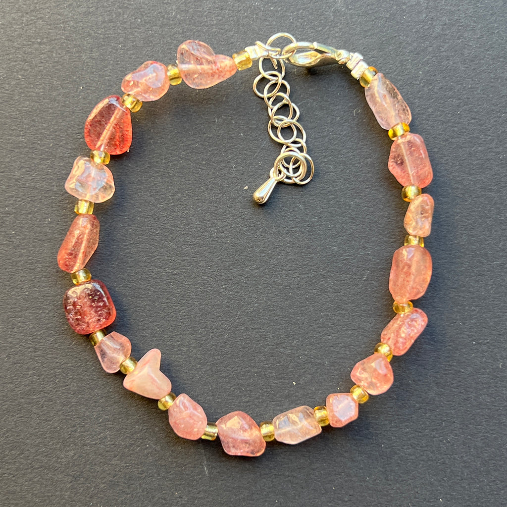 Bratara cuart capsuna Joy Tumble, pietre semipretioase - druzy.ro 1 