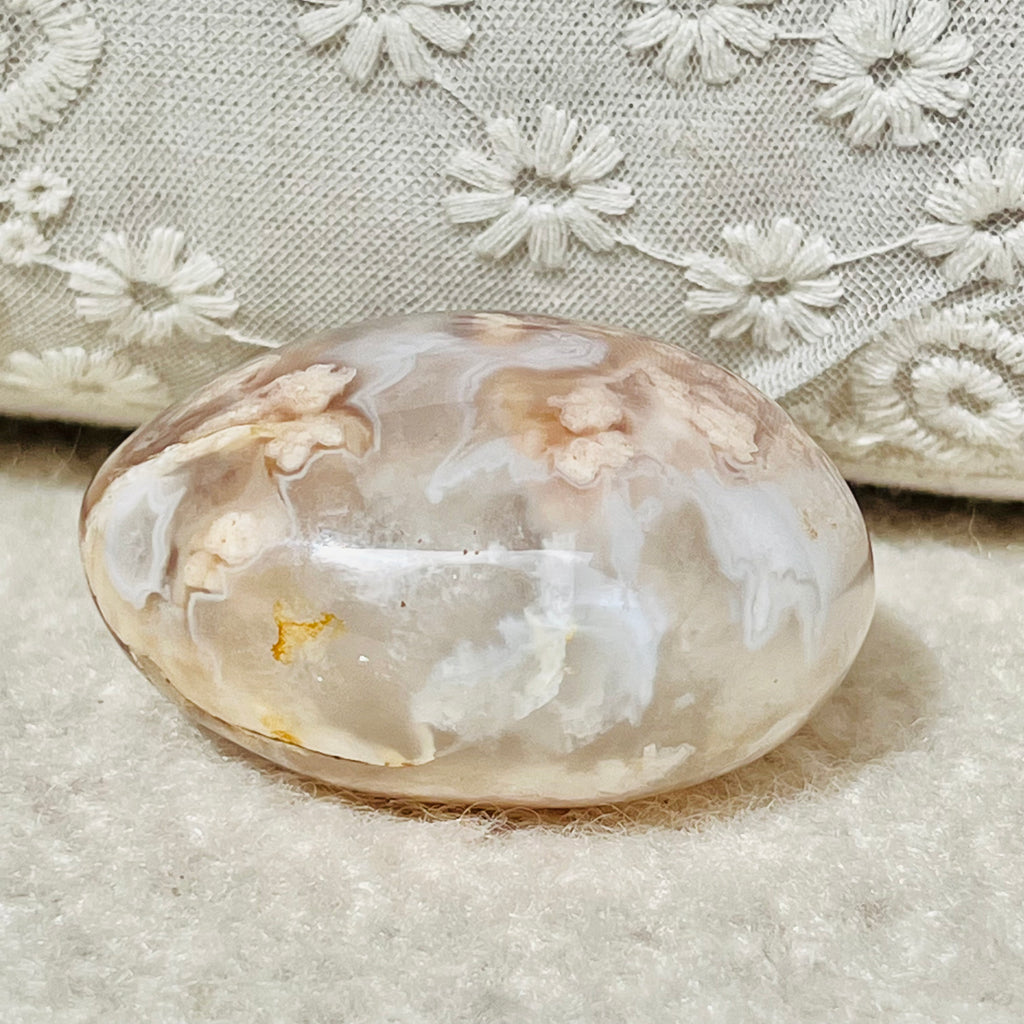 Palmstone agat coral floare albastru m21, druzy.ro, cristale 4