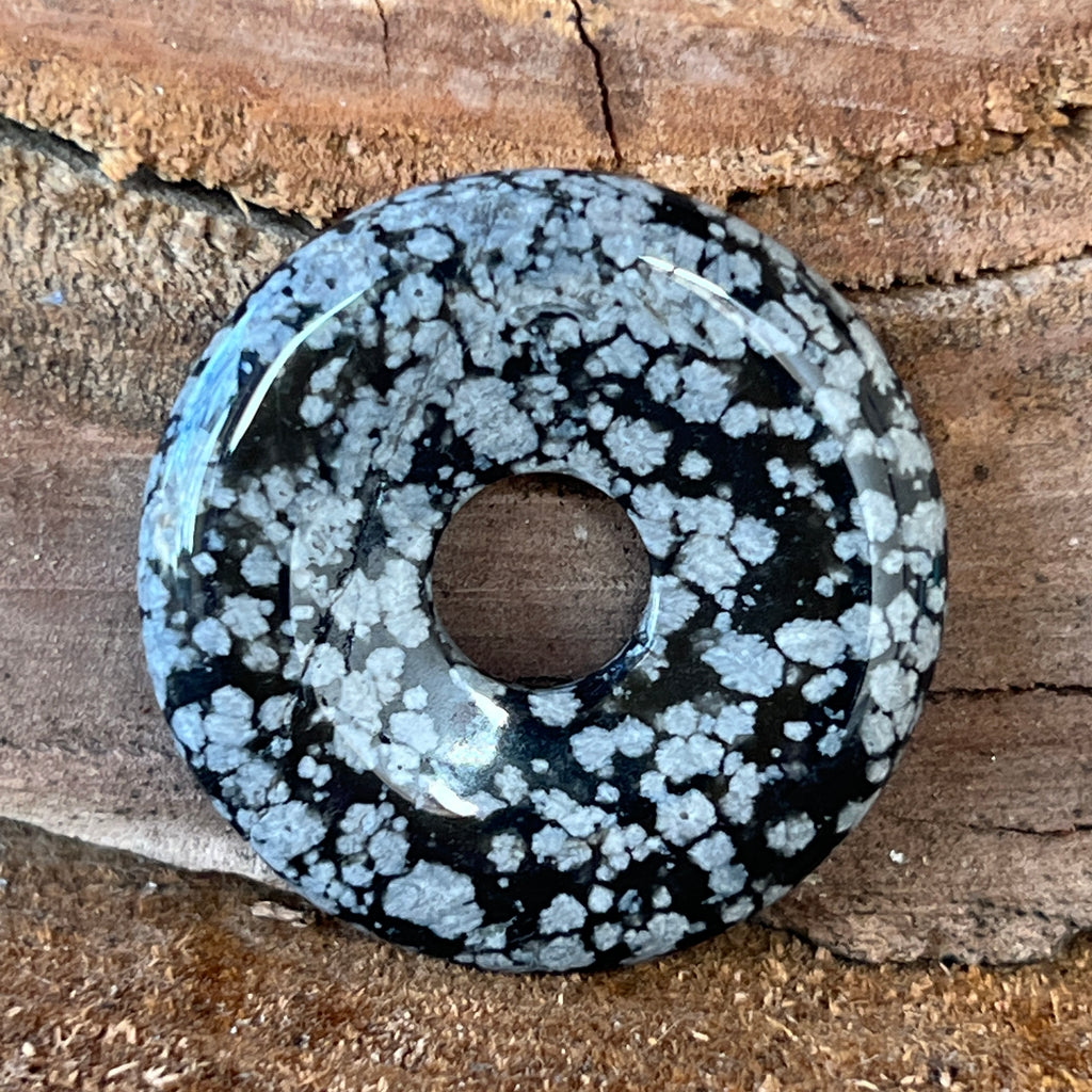 Pandantiv piatra pi donut obsidian fulgi de zapada M, pietre semipretioase - druzy.ro 1 