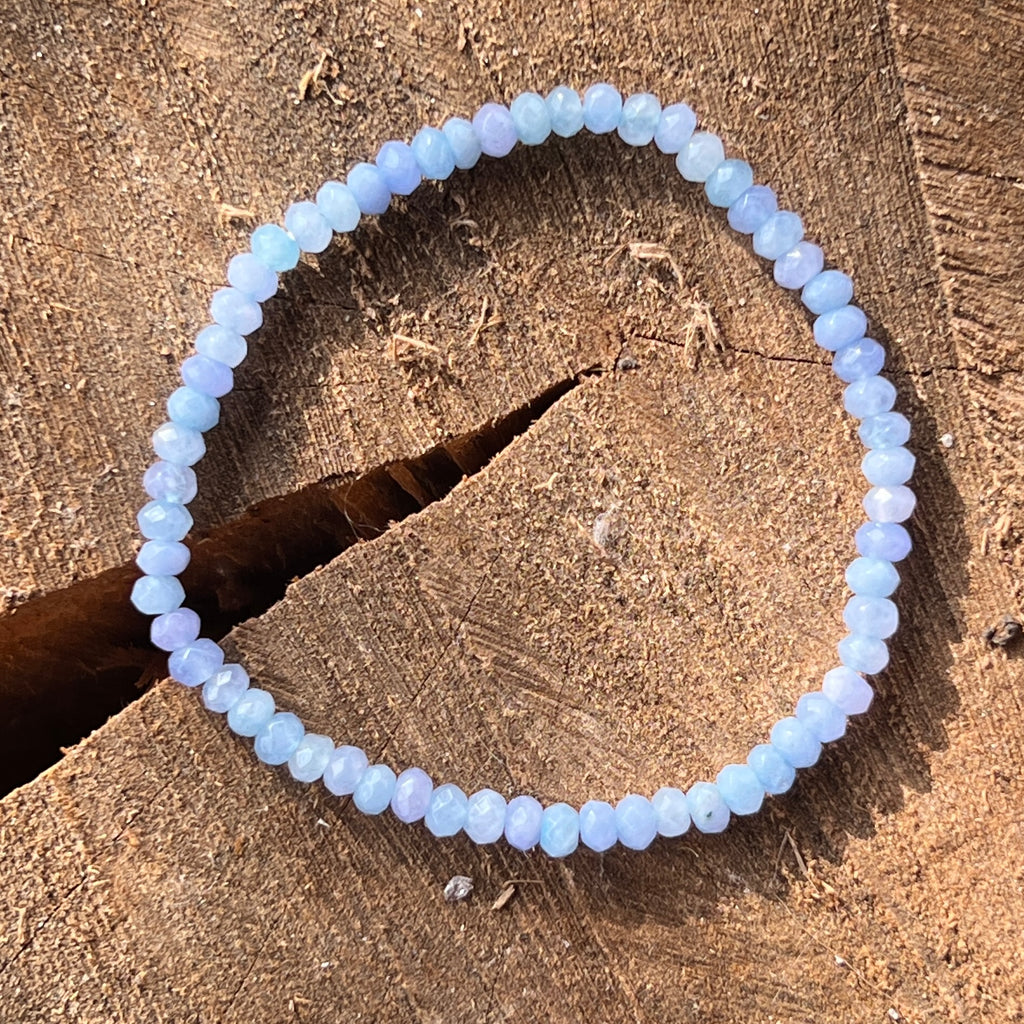 Bratara fatetata discuri agat albastru 4 mm, pietre semipretioase - druzy.ro 1 