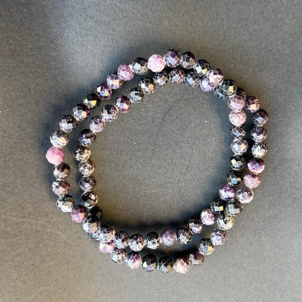 Bratara fatetata lepidolit 5 mm, pietre semipretioase - druzy.ro 1 