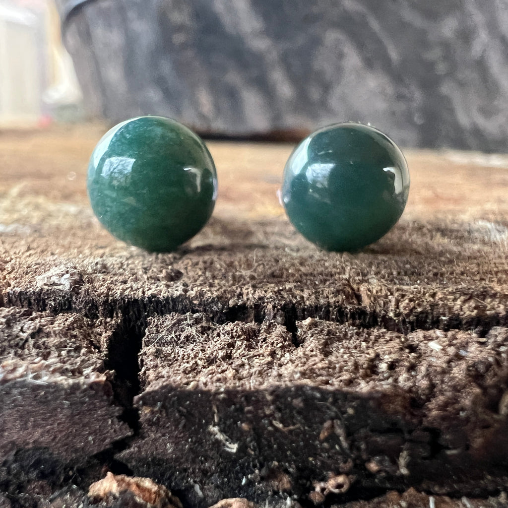 Cercei stud agat muschi sfere 8 mm, pietre semipretioase - druzy.ro 1 