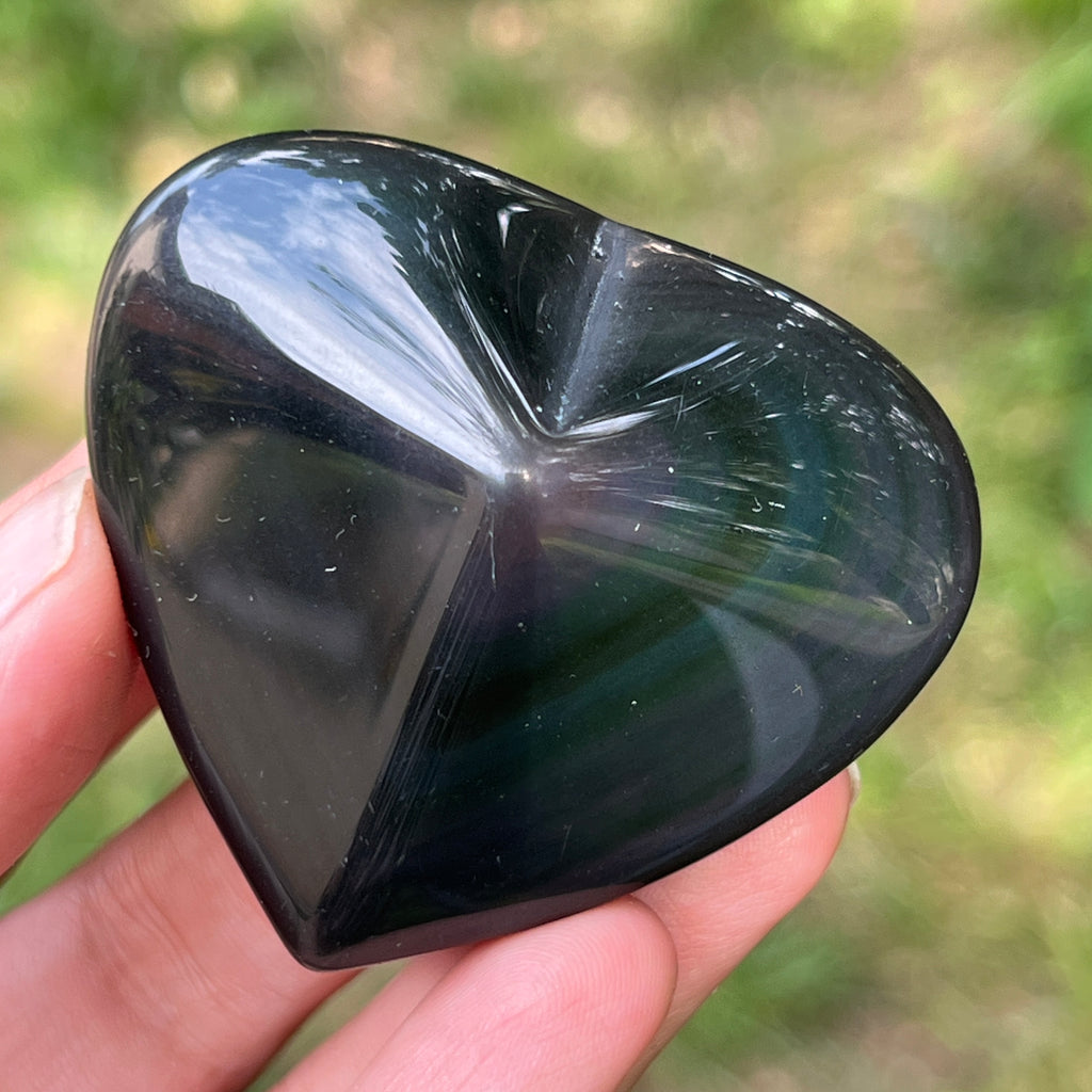 Obsidian curcubeu inima model 9, pietre semipretioase - druzy.ro 1 