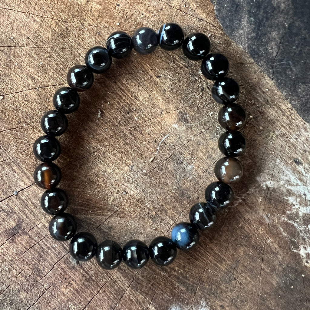 Bratara agat negru dungat 8 mm, pietre semipretioase - druzy.ro 3 