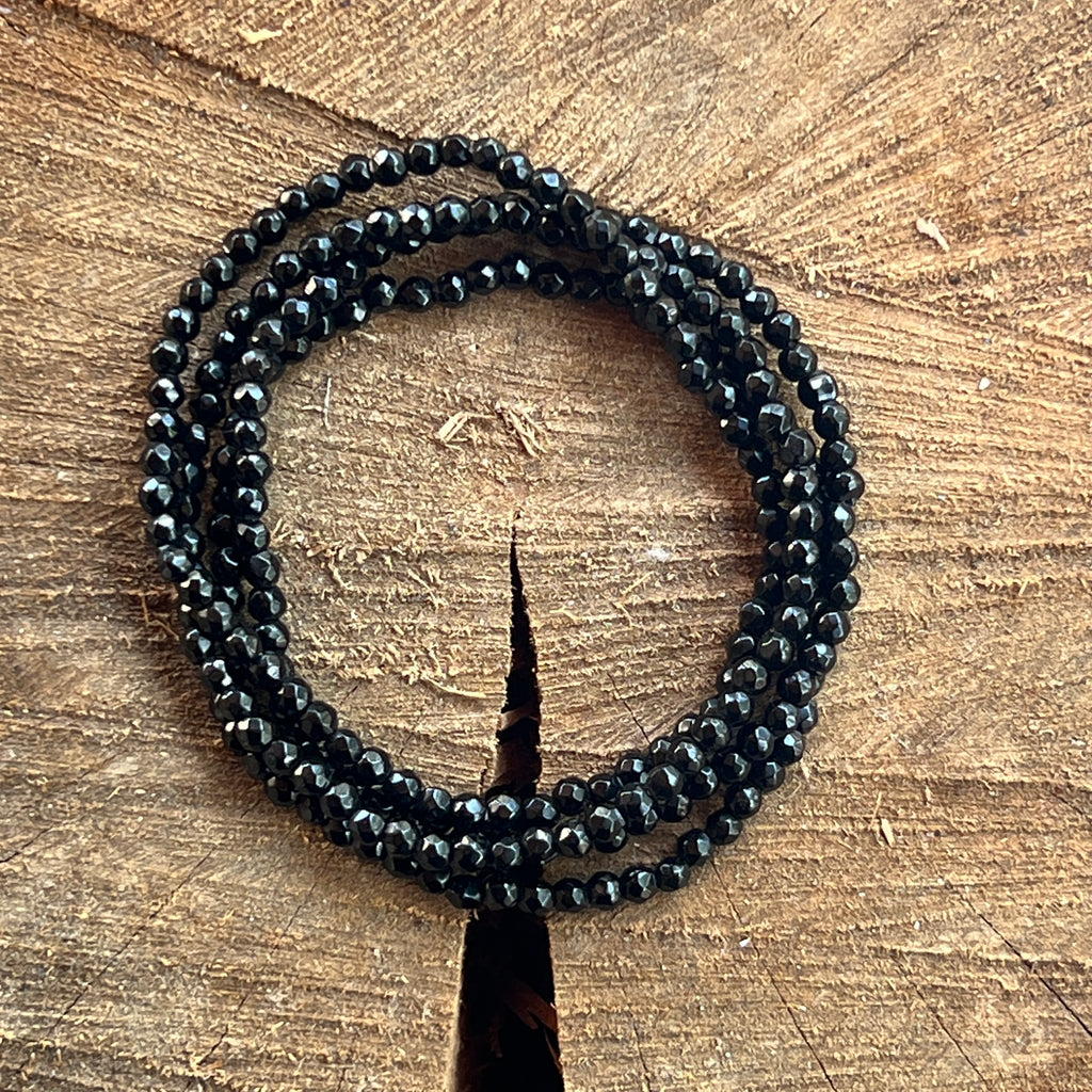 Bratara fatetata agat negru 3 mm, pietre semipretioase - druzy.ro 1 