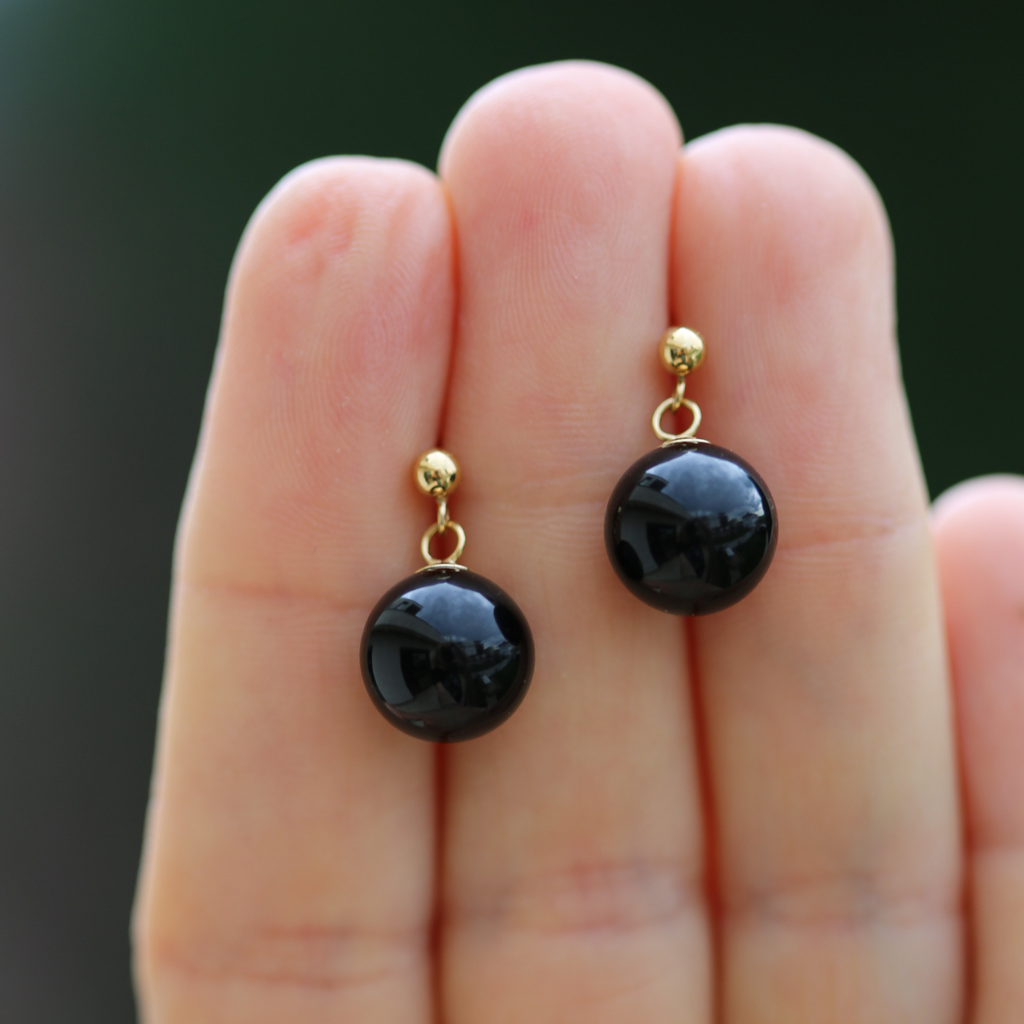 Cercei onix, aur filat - Whisper of Strength, pietre semipretioase - druzy.ro 4 