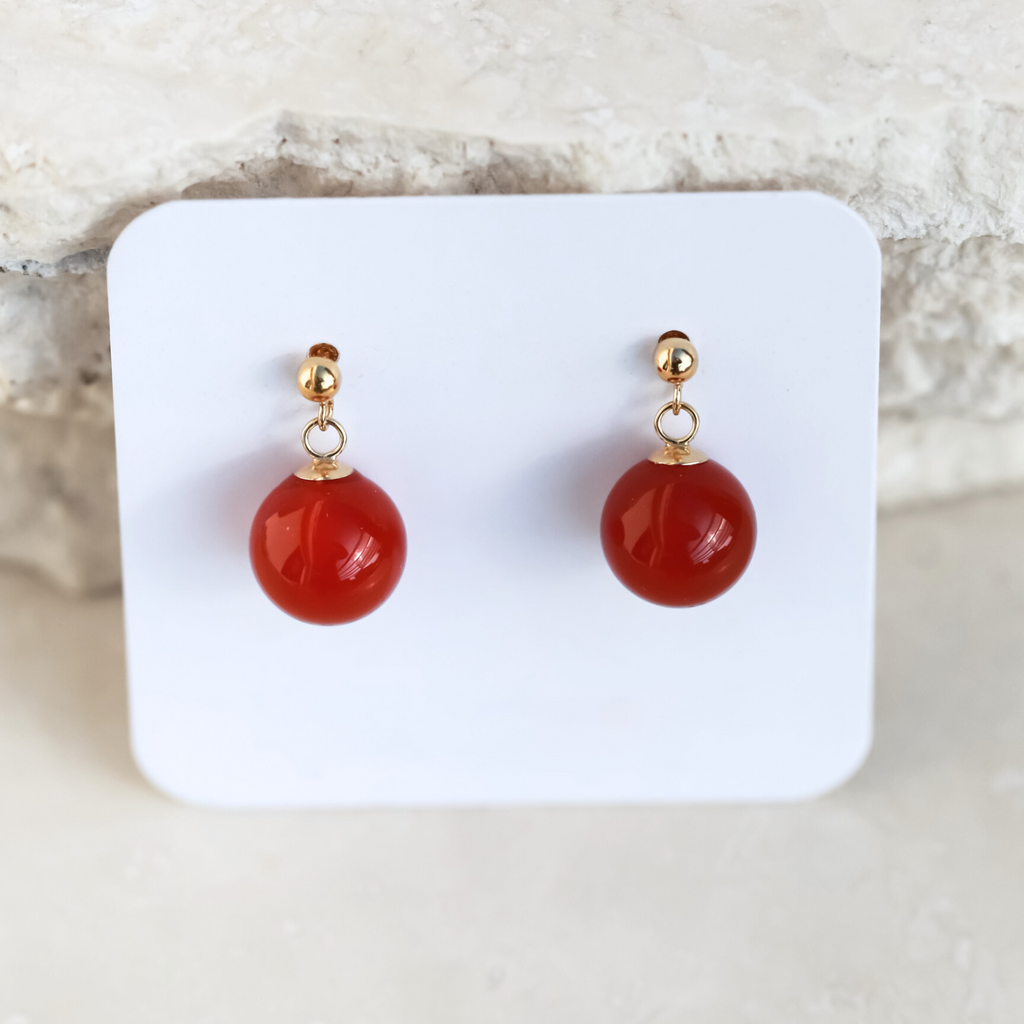 Cercei carneol, aur filat - Whisper of Courage, pietre semipretioase - druzy.ro 4 