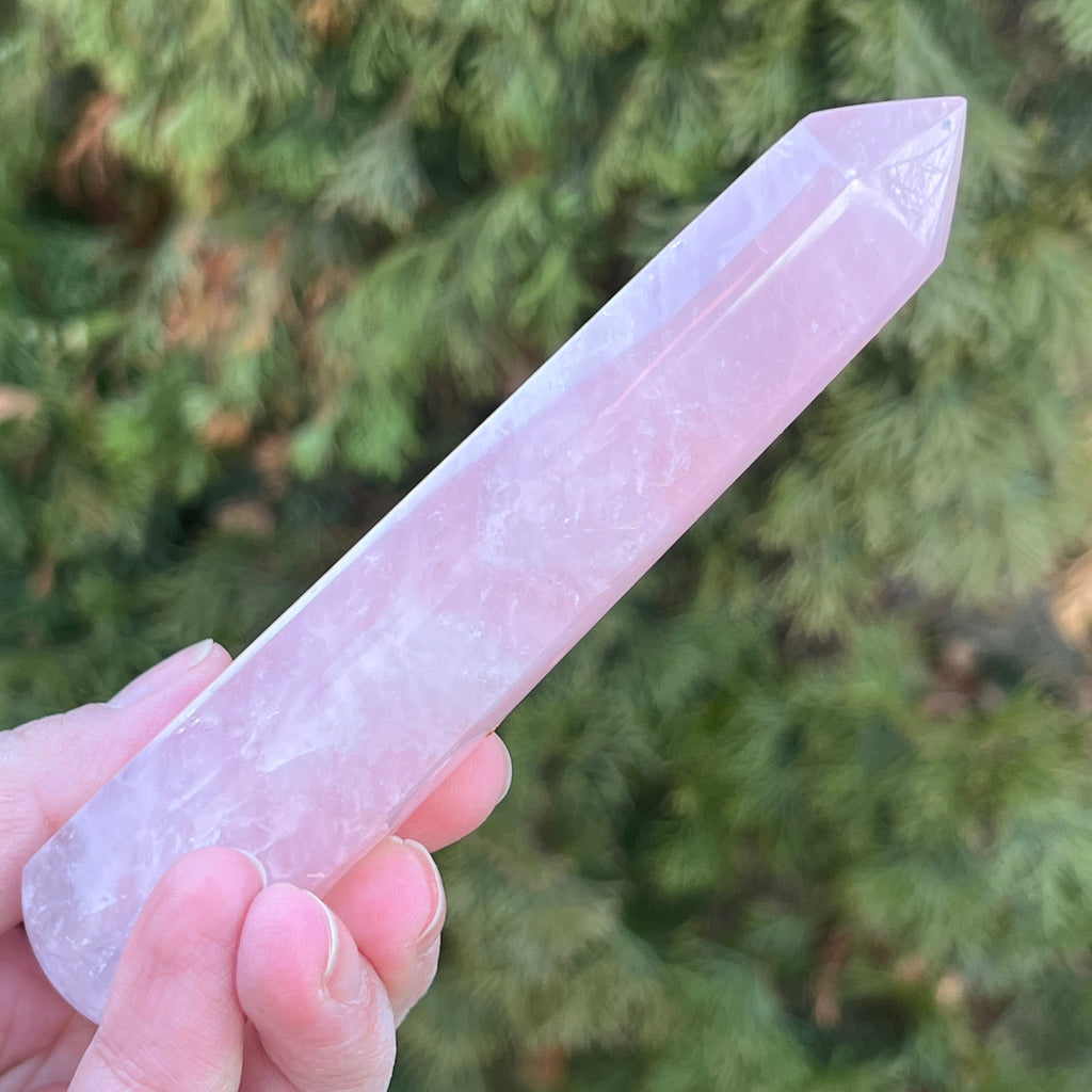 Bagheta cuart roz hexagon din Madagascar, pietre semipretioase - druzy.ro 8 