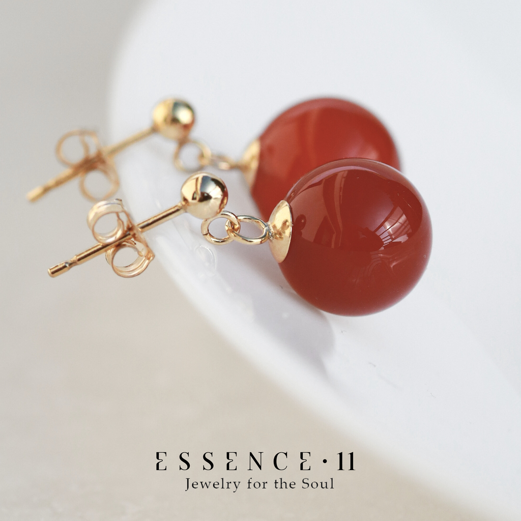 Cercei carneol, aur filat - Whisper of Courage, pietre semipretioase - druzy.ro 2 