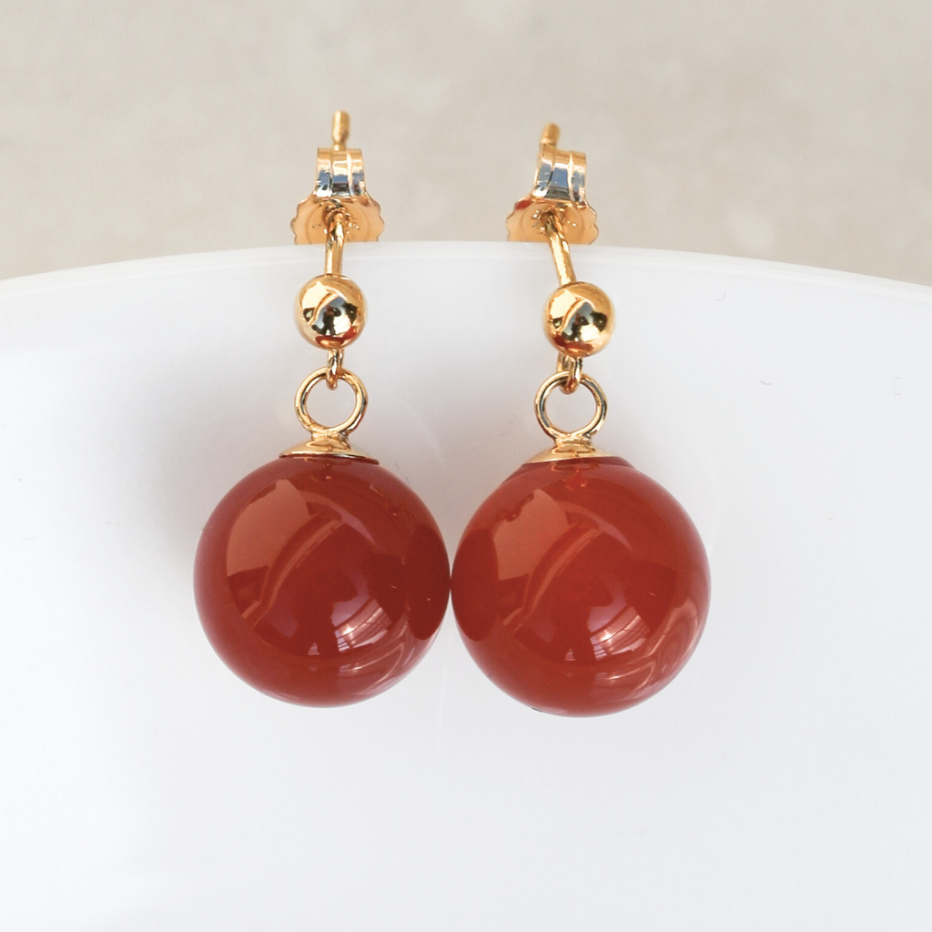 Cercei carneol, aur filat - Whisper of Courage, pietre semipretioase - druzy.ro 1 