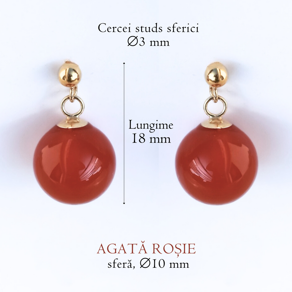 Cercei carneol, aur filat - Whisper of Courage, pietre semipretioase - druzy.ro 5 