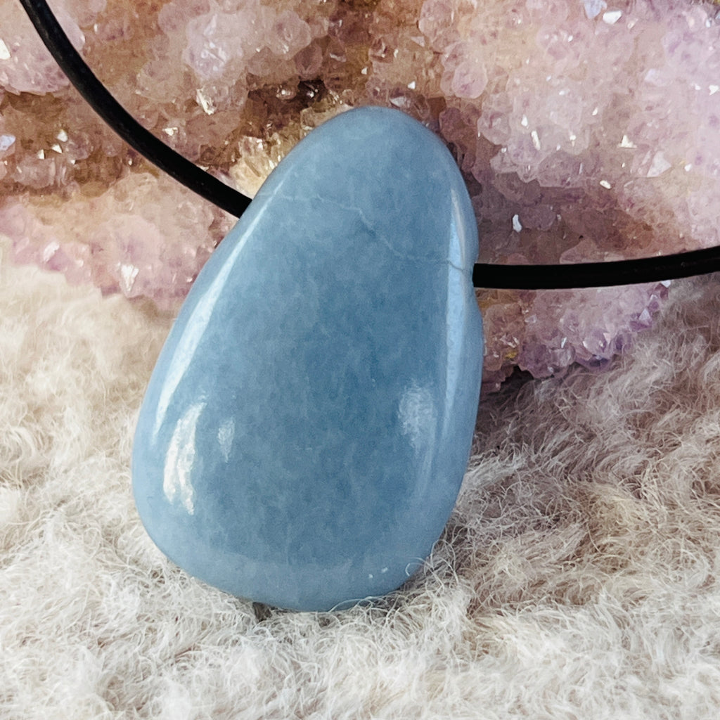 Colier pandantiv angelit DROP, pietre semipretioase - druzy.ro 1 