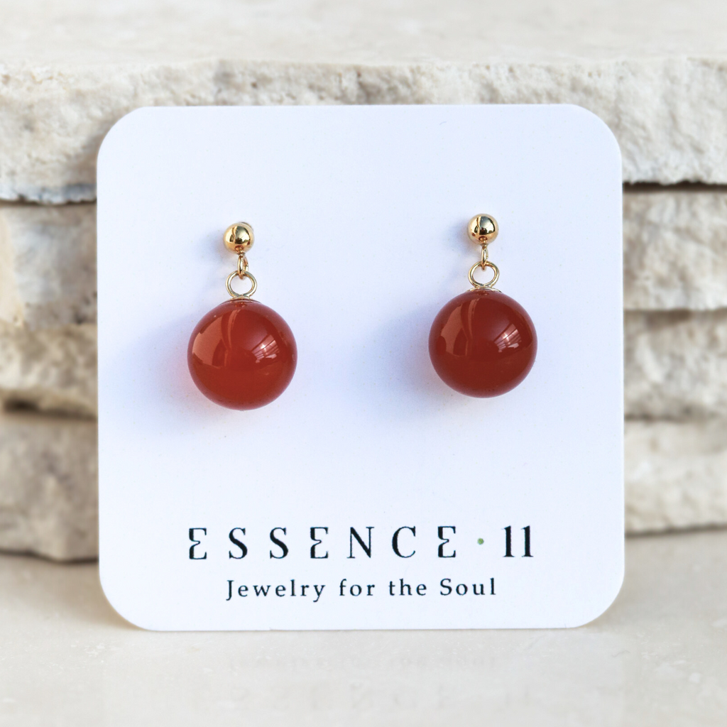 Cercei carneol, aur filat - Whisper of Courage, pietre semipretioase - druzy.ro 7 