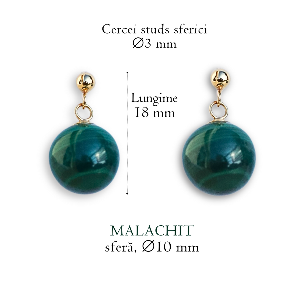 Cercei malachit, aur filat - Whisper of Transformation, pietre semipretioase - druzy.ro 7 