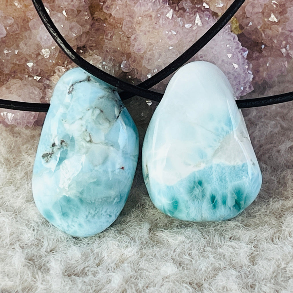 Colier pandantiv larimar DROP, pietre semipretioase - druzy.ro 1 