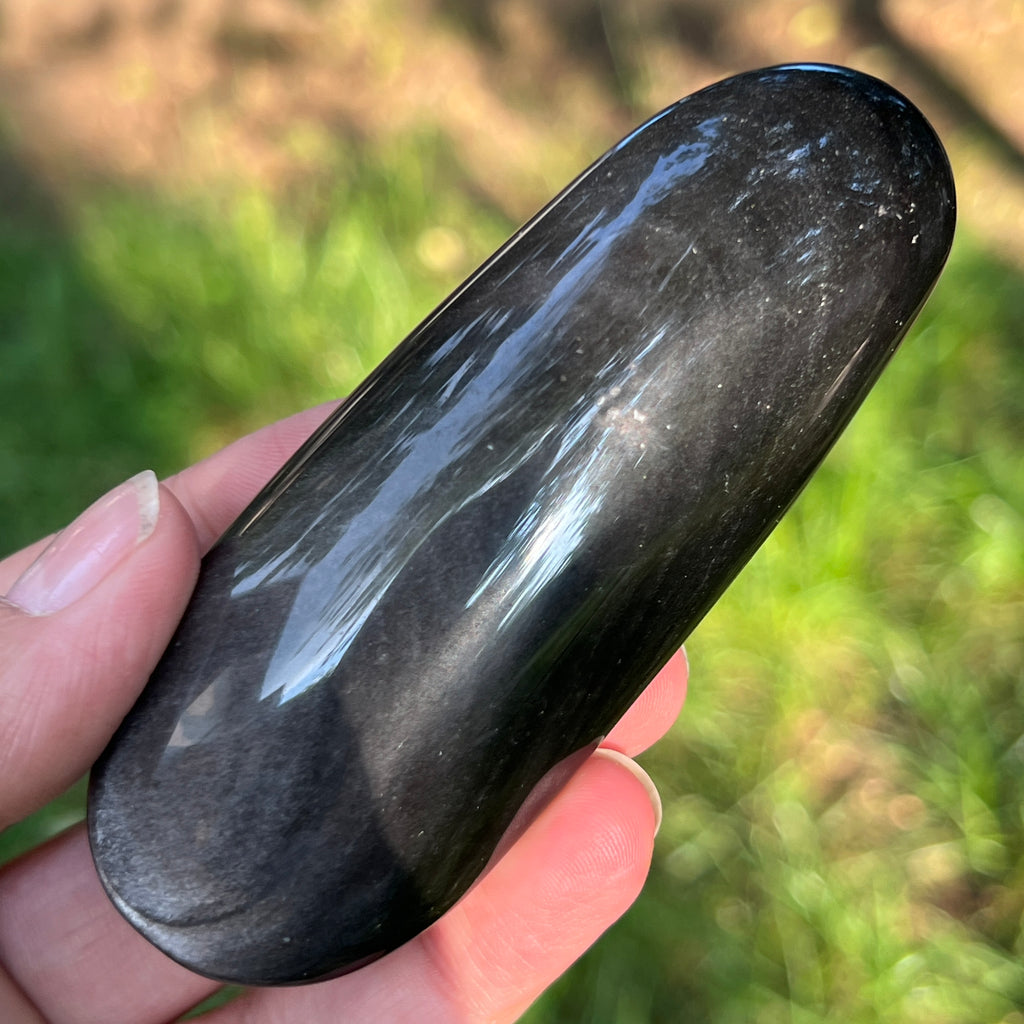 Obsidian argintiu palmstone model 15, pietre semipretioase - druzy.ro 3 