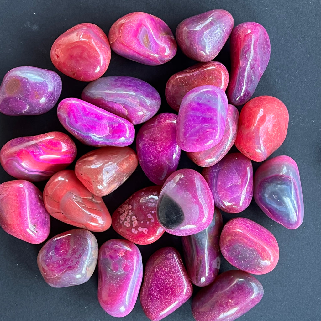 Piatra rulata, palmstone agat roz, druzy.ro, cristale 3