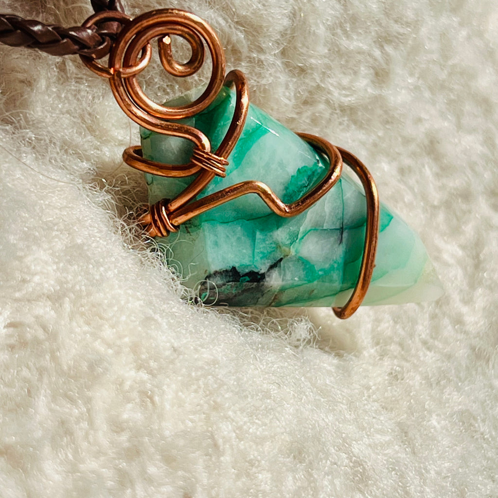 Colier pandantiv ajoit in cupru/artistic wire m1, druzy.ro, cristale 2