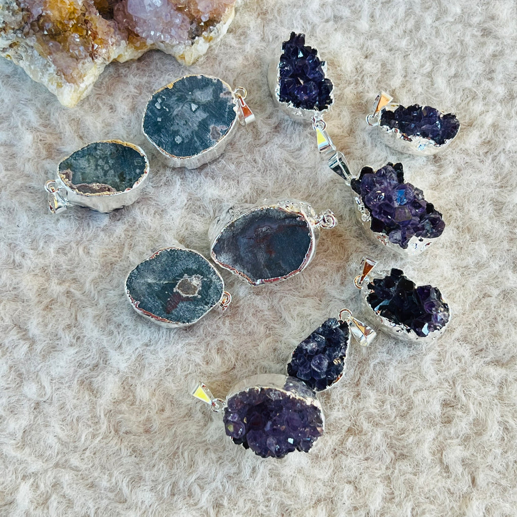 Pandantiv placat cu argint ametist druzy Brazilia, druzy.ro, cristale 3