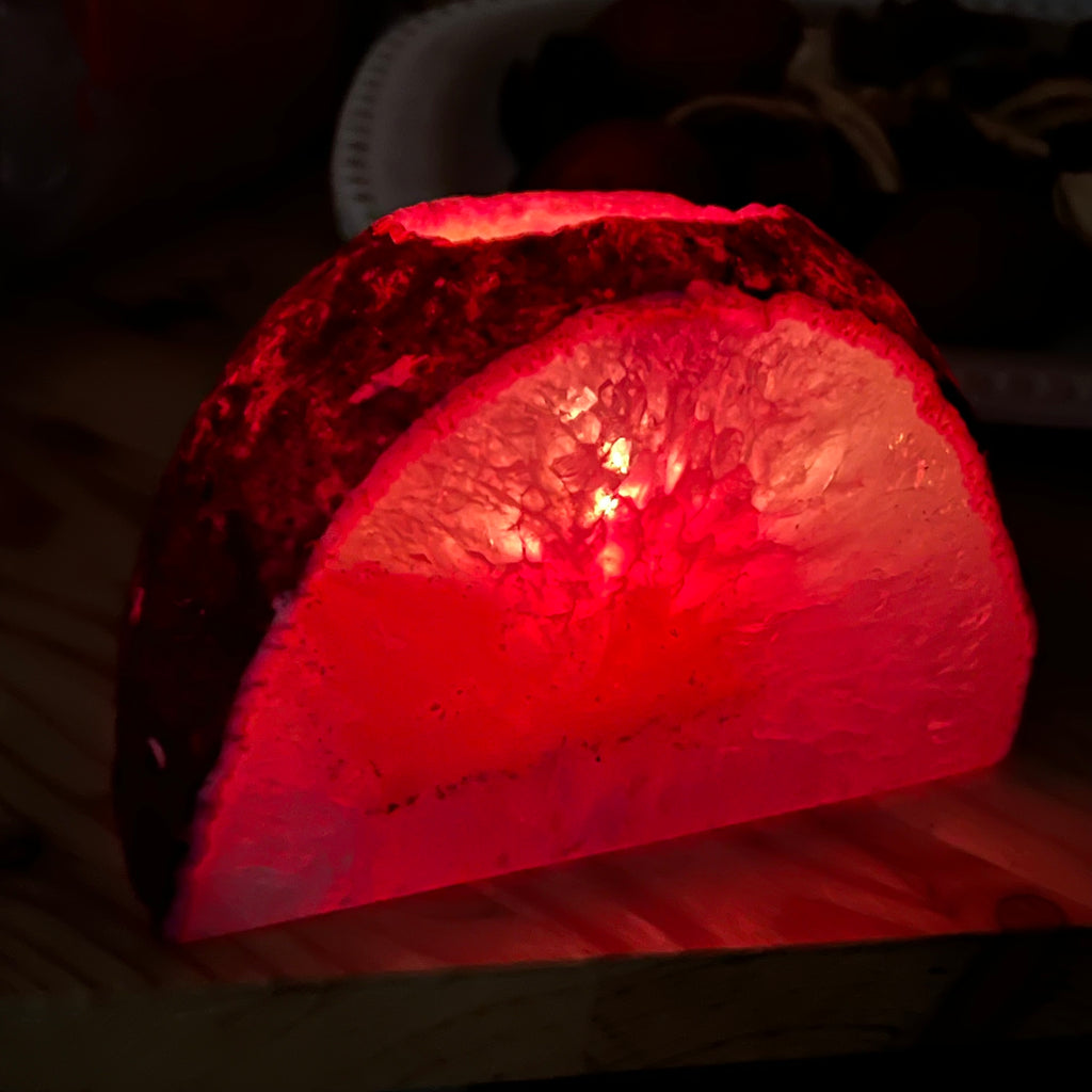 Suport lumanare din agat roz, bookend, suport carti, druzy.ro, cristale 2