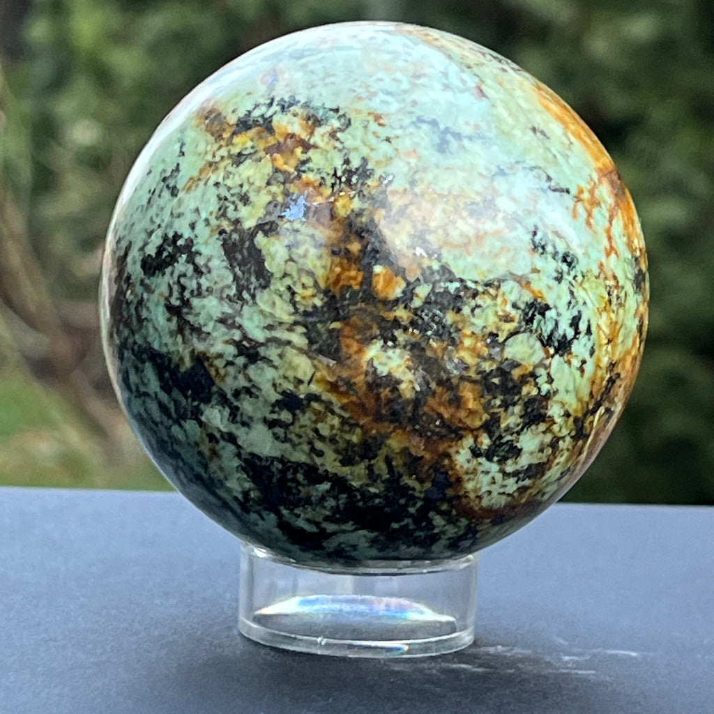 Sfera 7.2 cm crisocola mina Messina, Congo, model 1, druzy.ro, cristale 8