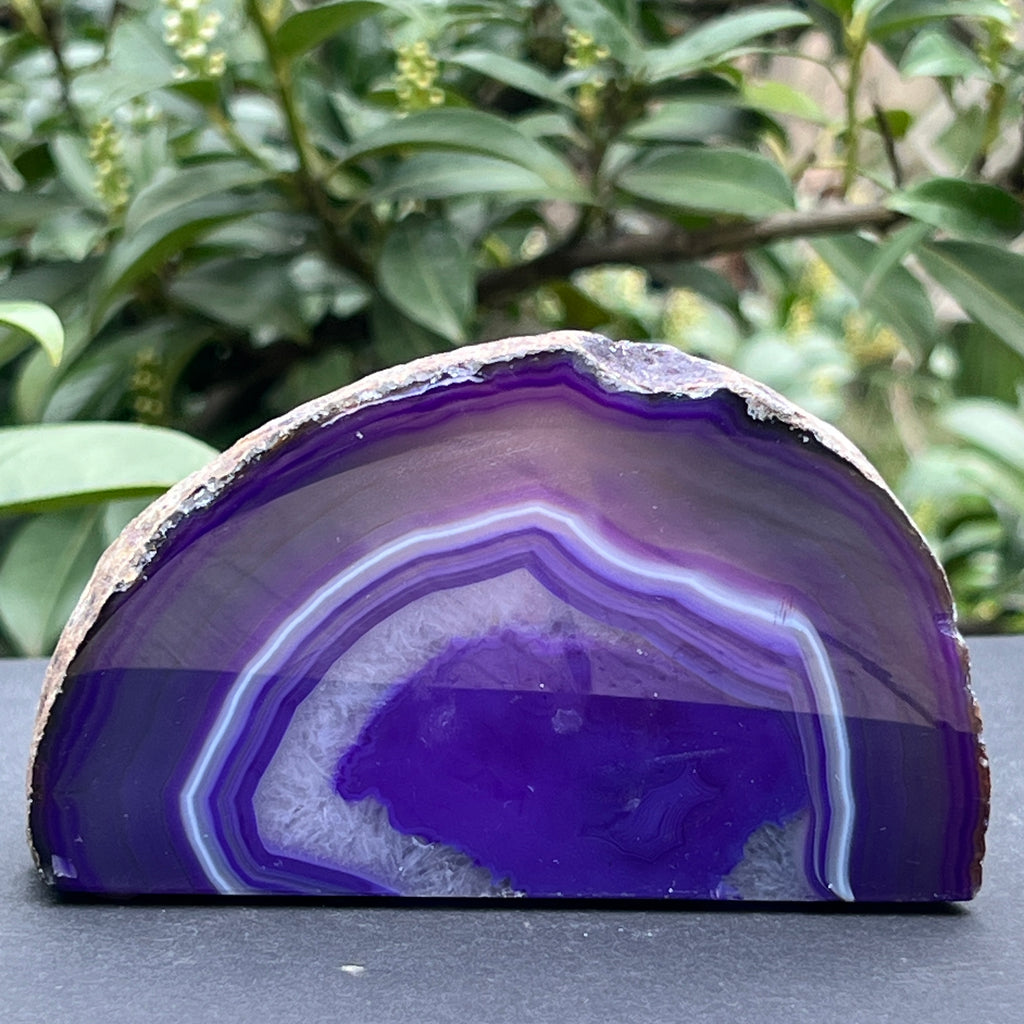 Suport lumanare din agat mov, bookend, suport carti, pietre semipretioase - druzy.ro 2 