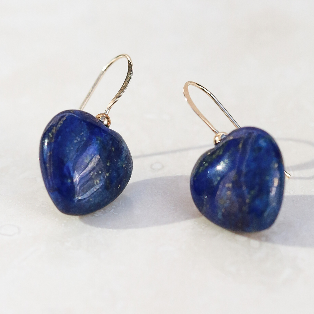 Cercei lapis lazuli, aur filat - Hearts Royal, pietre semipretioase - druzy.ro 1 