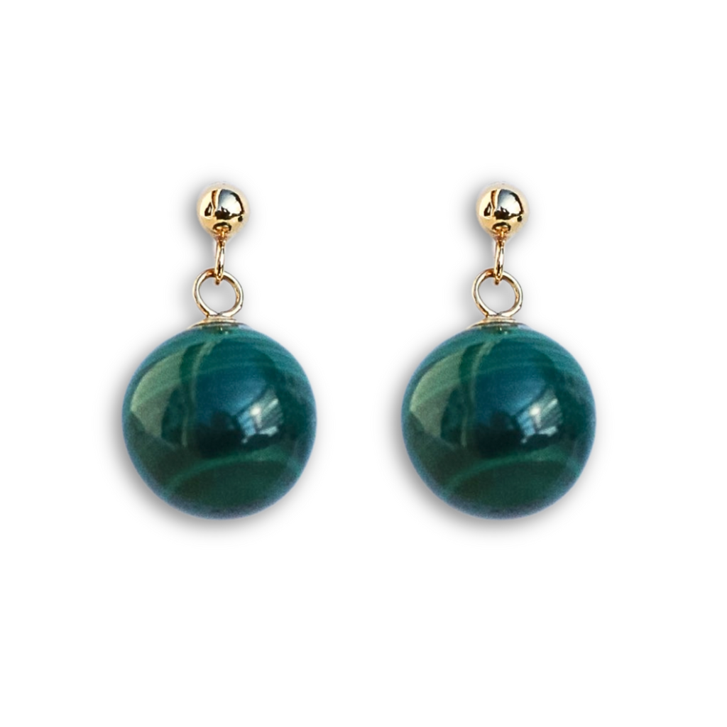 Cercei malachit, aur filat - Whisper of Transformation, pietre semipretioase - druzy.ro 5 