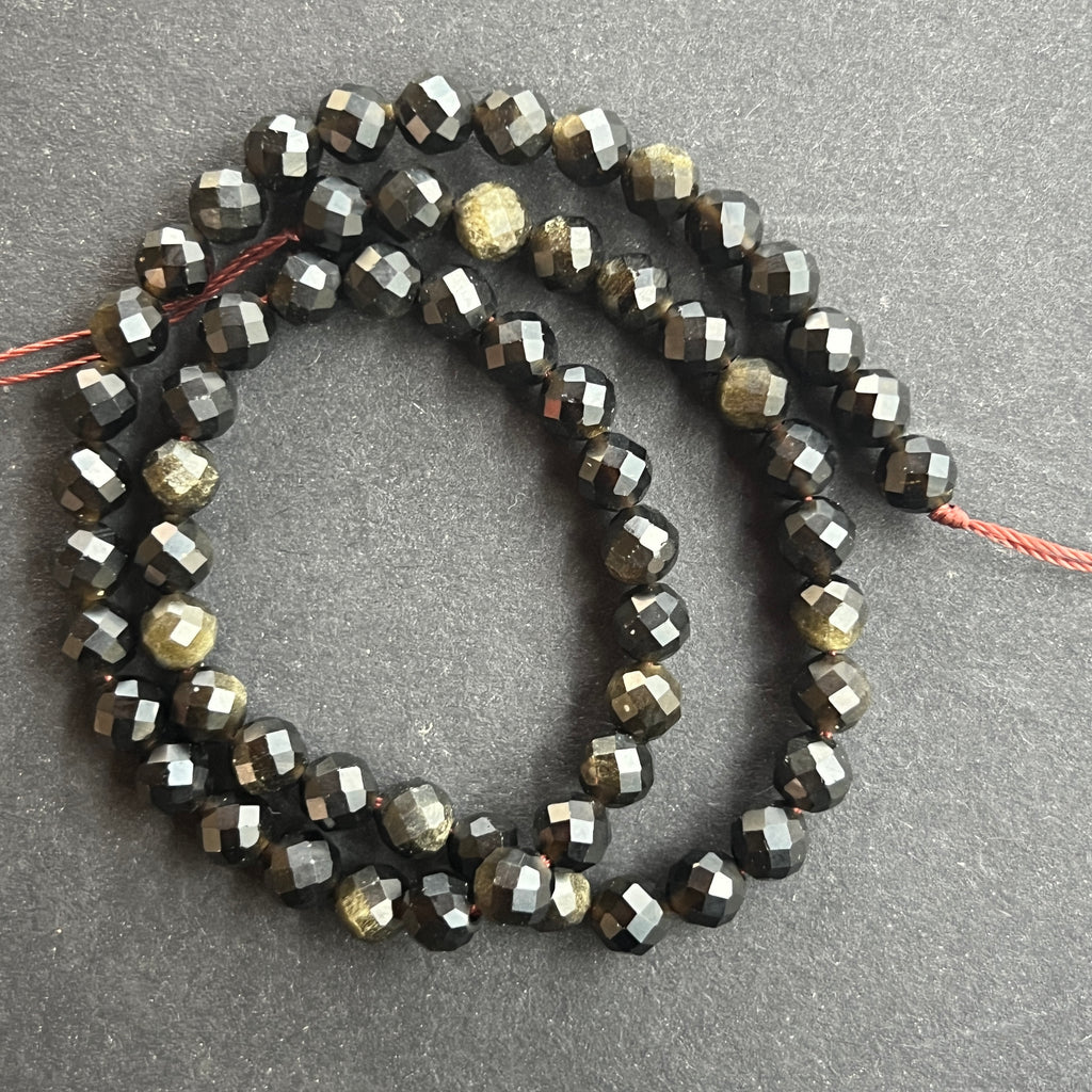 Sirag margele pietre semipretioase sfere fatetate OBSIDIAN AURIU, pietre semipretioase - druzy.ro 5 
