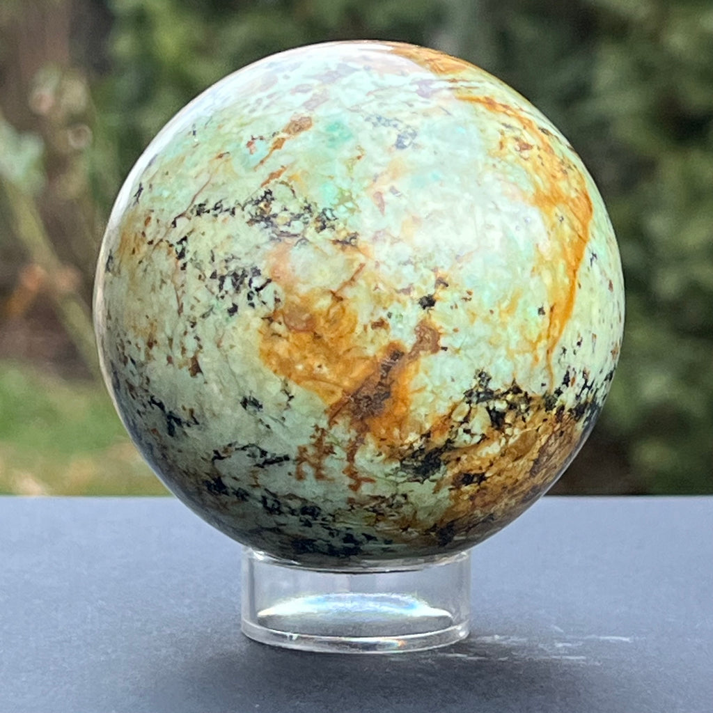 Sfera 7.2 cm crisocola mina Messina, Congo, model 1, druzy.ro, cristale 2