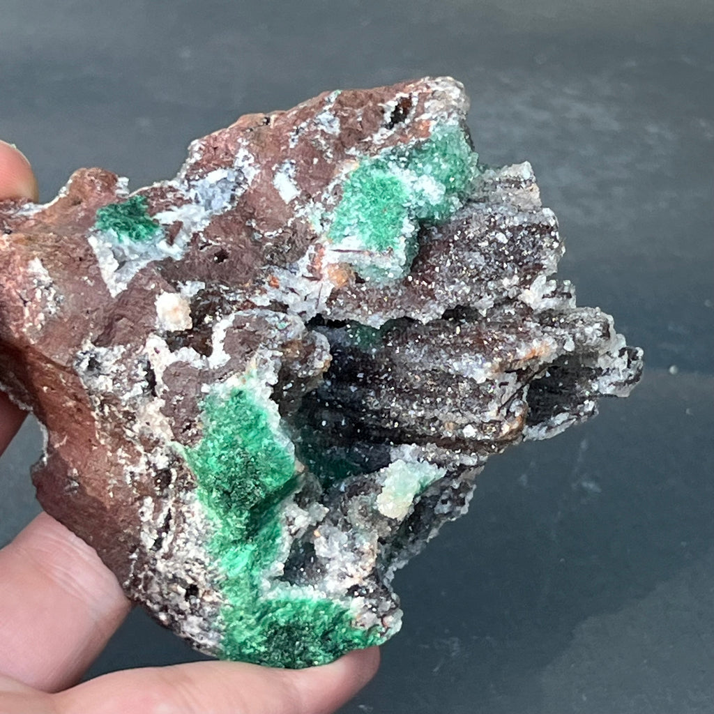 Malachit & dolomit in matrix cuart, cupru din Congo model 1, pietre semipretioase - druzy.ro 2