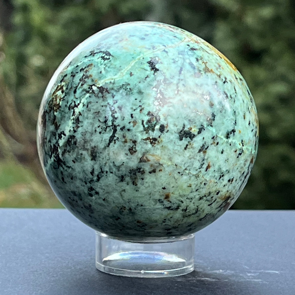 Sfera 7 cm crisocola mina Messina, Congo, model 2, druzy.ro, cristale 3