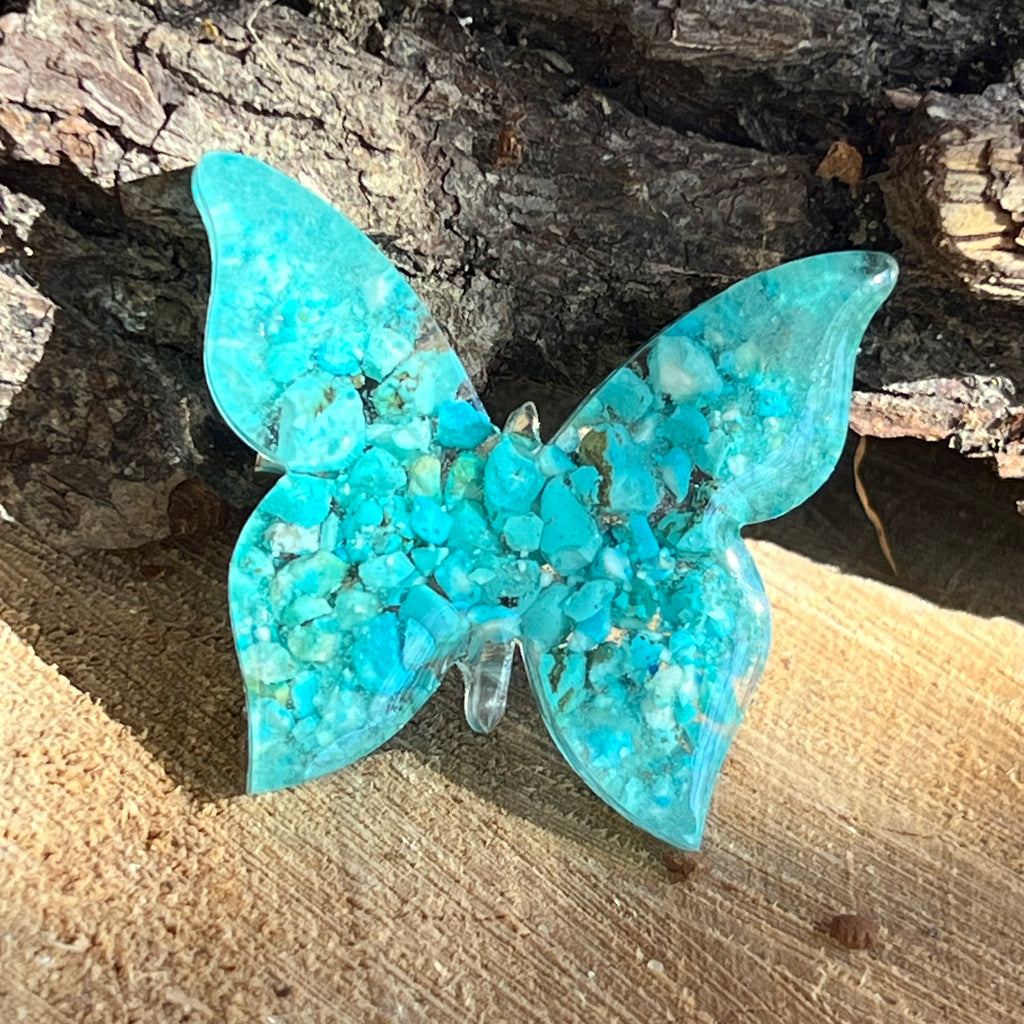 Brosa Butterfly turcoaz Essence, druzy.ro, pietre semipretioase 1