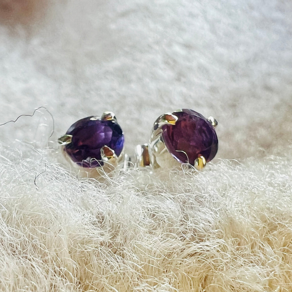 Cercei stud ametist argint 6 mm Round/3, druzy.ro, pietre semipretioase 5