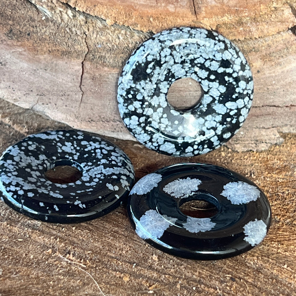 Pandantiv piatra pi donut obsidian fulgi de zapada M, pietre semipretioase - druzy.ro 2 