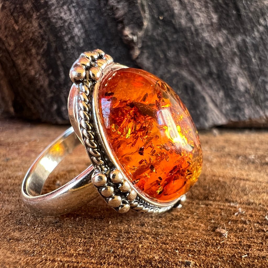 Inel argint cu chihlimbar Amber1, pietre semipretioase - druzy.ro 1 